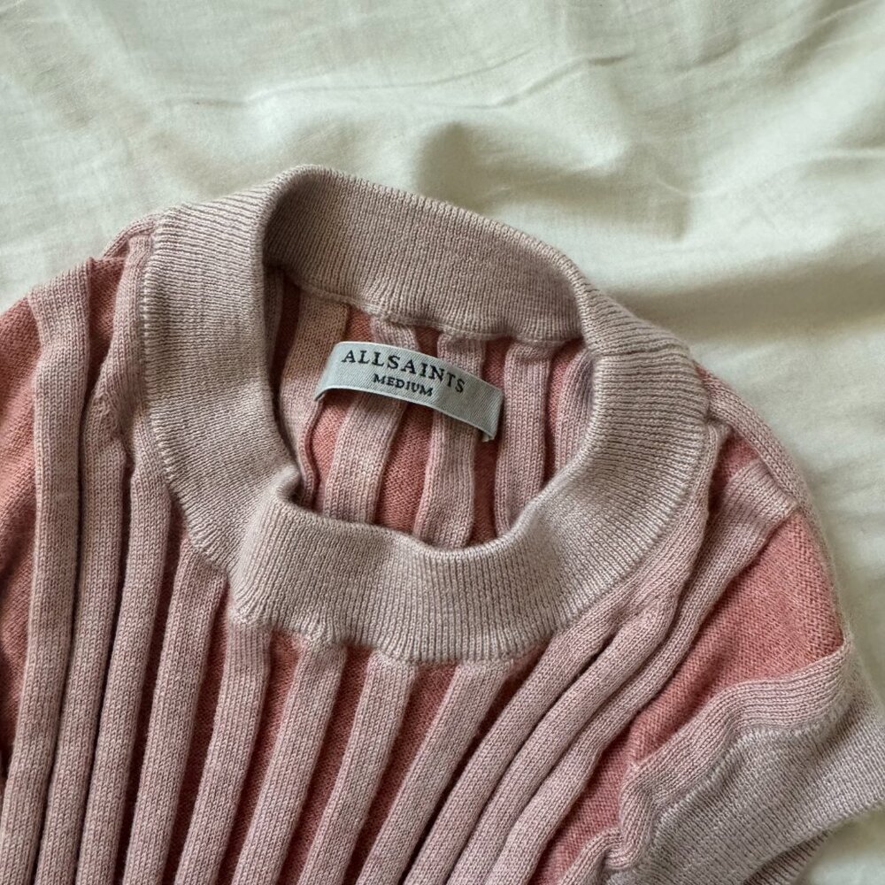 All Saints Pink Ribbed Knit Dress - Picture 3 of 3